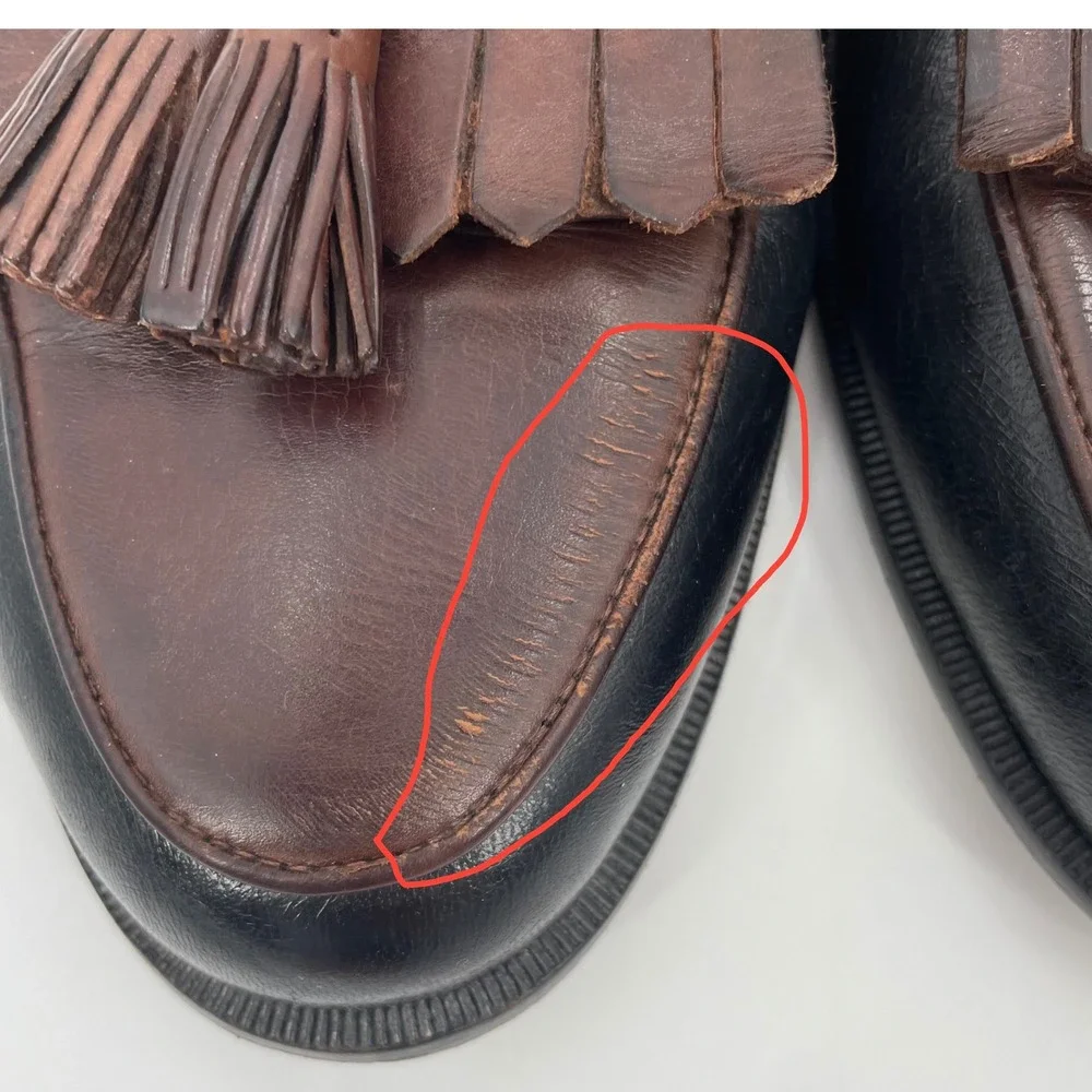 Johnston & Murphy Loafers Mens 10.5 M Brown‎ Black Leather Kiltie Tassel Vintage